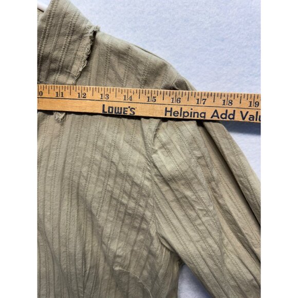 Avenue Outfit Stars Olive Green Button-Up Long Sleeve Shirt Frayed Womens L - Picture 5 of 9